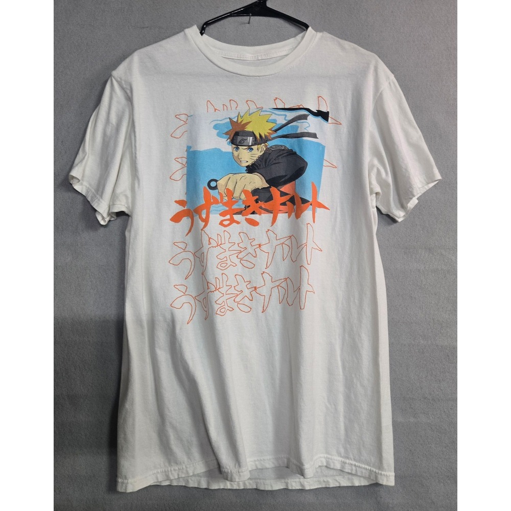 Naruto Shippuden T Shirt Large White Uzumaki Kanji Anime Graphic Tee‎ Viz Media